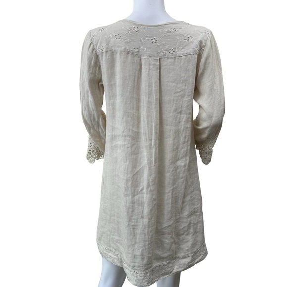 Carla Conti Made in Italy Linen Beige Crochet Lace Dress, XS - Picture 9 of 12